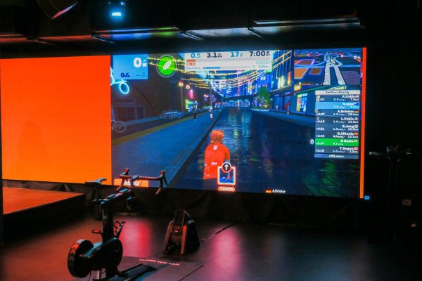 A bicycle set up to play the Zwift app. Photo: Jason Katsaras/InDaily