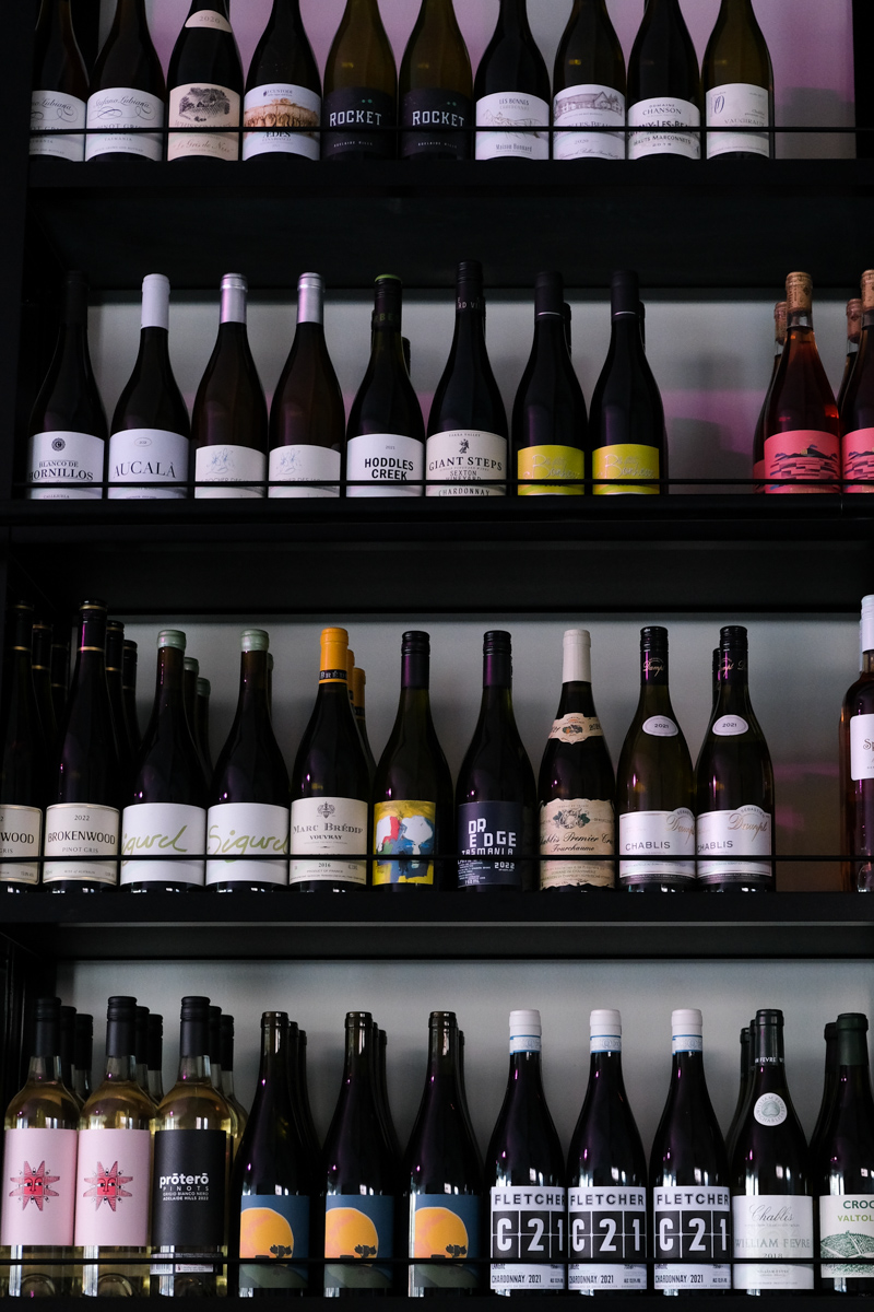 The Maker & Me Alt Wine Bar Bottles of wine on shelf