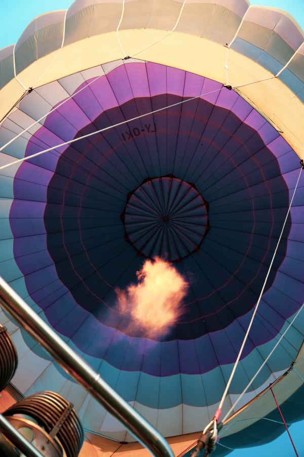 Inside Hot Air Balloon with fire